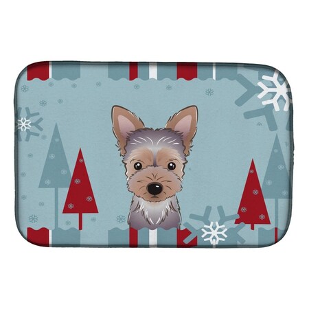 Carolines Treasures Winter Holiday Yorkie Puppy Dish Drying Mat BB1728DDM